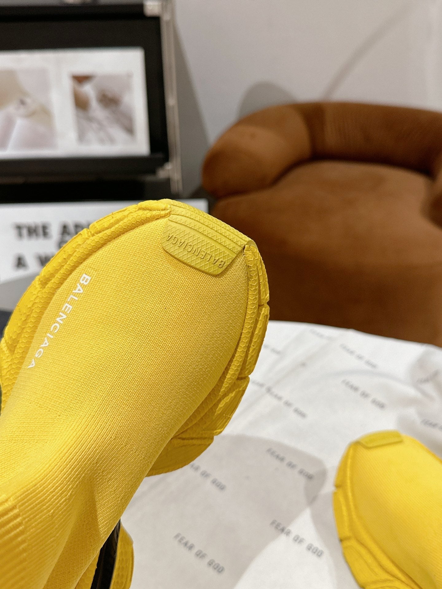 BALENCIAGA 25S SPEED TRAINER SNEAKERS 55 MM IN YELLOW AND BLACK KNIT - 35