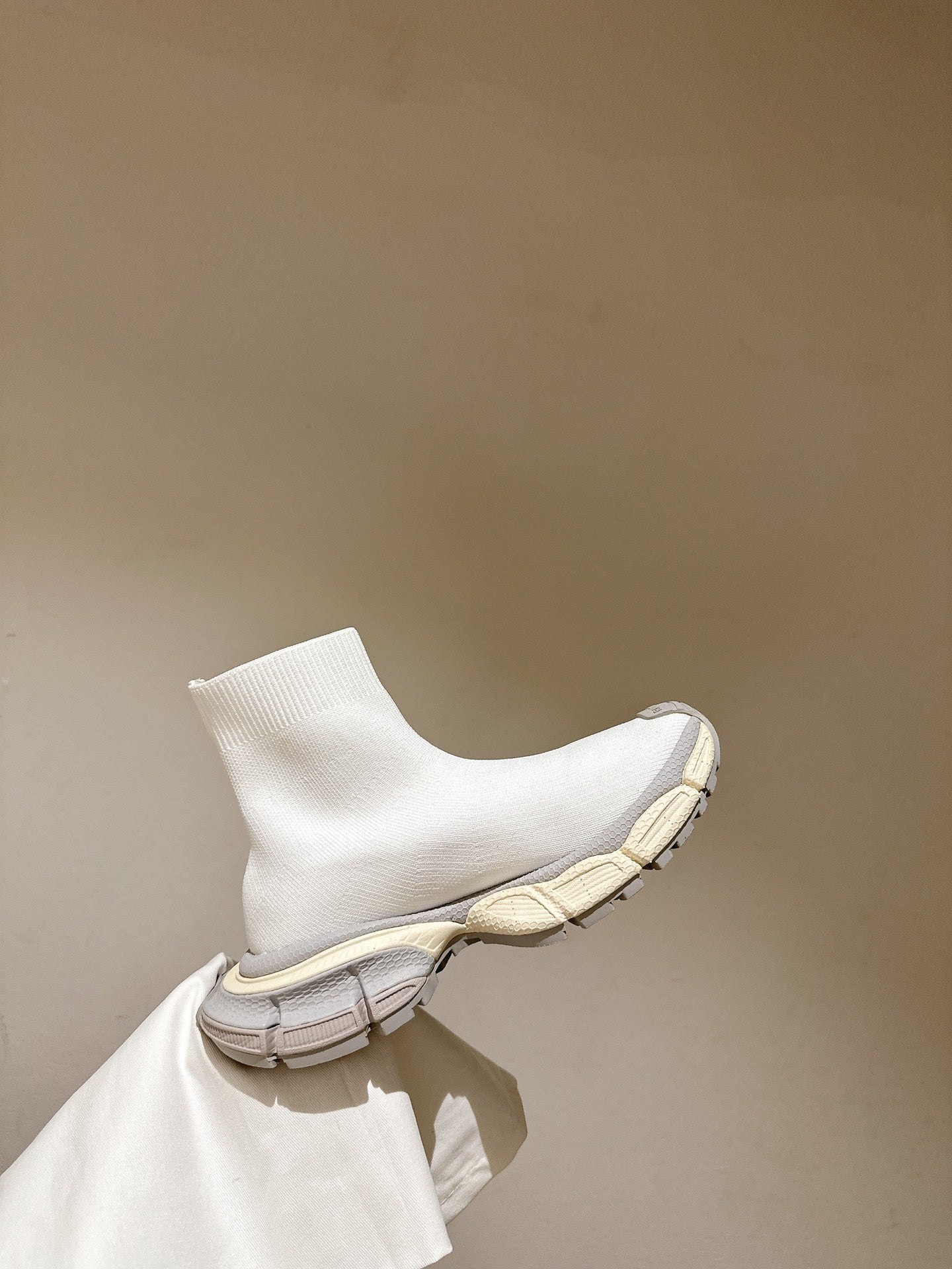 BALENCIAGA 25S SPEED TRAINER SNEAKERS 55 MM IN WHITE AND GREY KNIT - 35