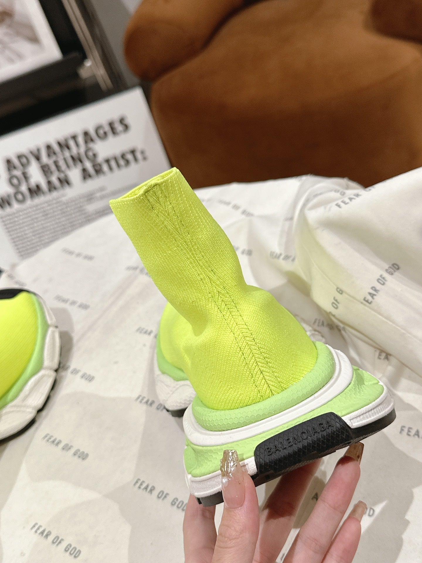 BALENCIAGA 25S SPEED TRAINER SNEAKERS 55 MM IN LIGHT LEMON YELLOW KNIT - 35