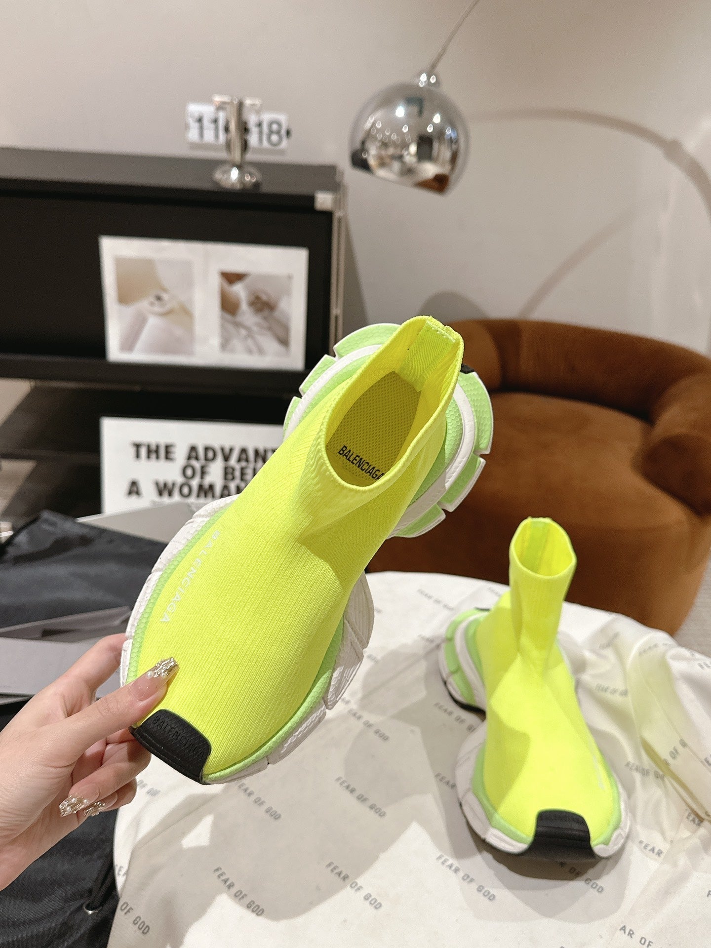 BALENCIAGA 25S SPEED TRAINER SNEAKERS 55 MM IN LIGHT LEMON YELLOW KNIT - 35