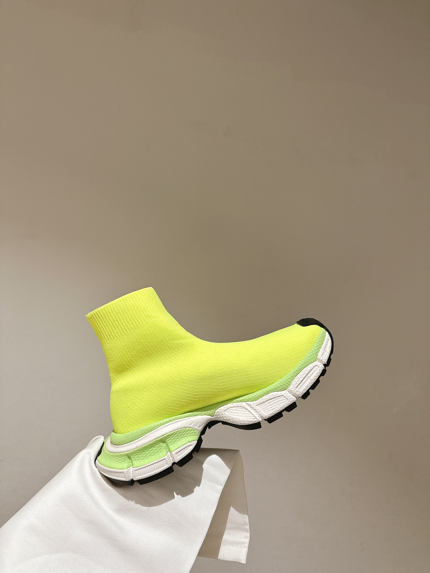 BALENCIAGA 25S SPEED TRAINER SNEAKERS 55 MM IN LIGHT LEMON YELLOW KNIT - 35