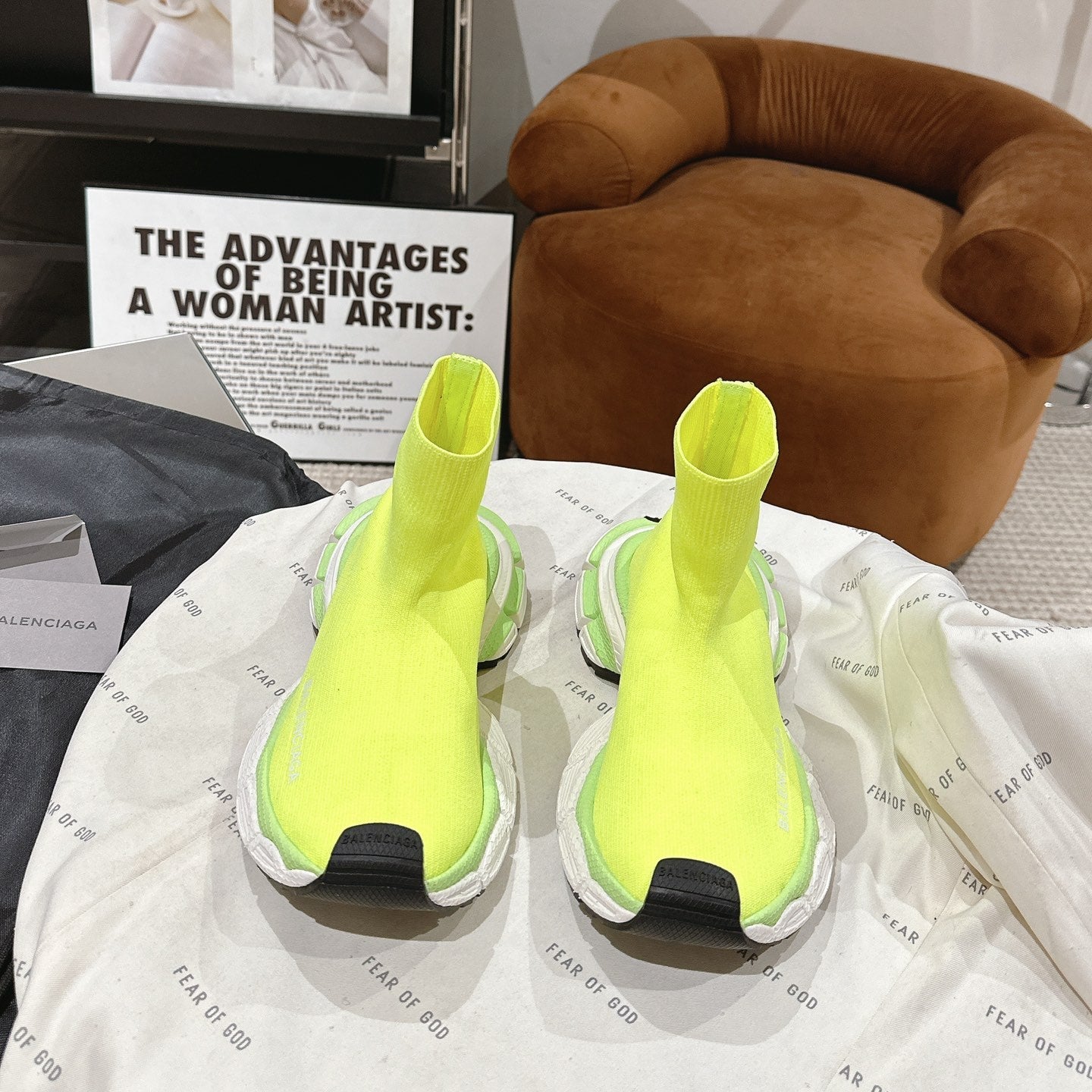 BALENCIAGA 25S SPEED TRAINER SNEAKERS 55 MM IN LIGHT LEMON YELLOW KNIT - 35
