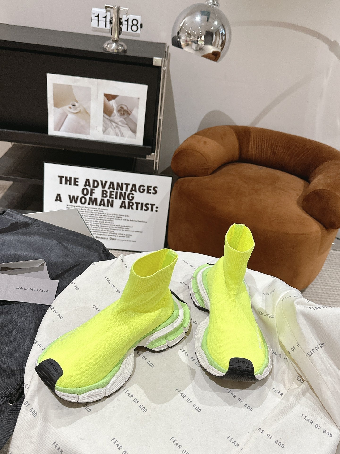 BALENCIAGA 25S SPEED TRAINER SNEAKERS 55 MM IN LIGHT LEMON YELLOW KNIT - 35