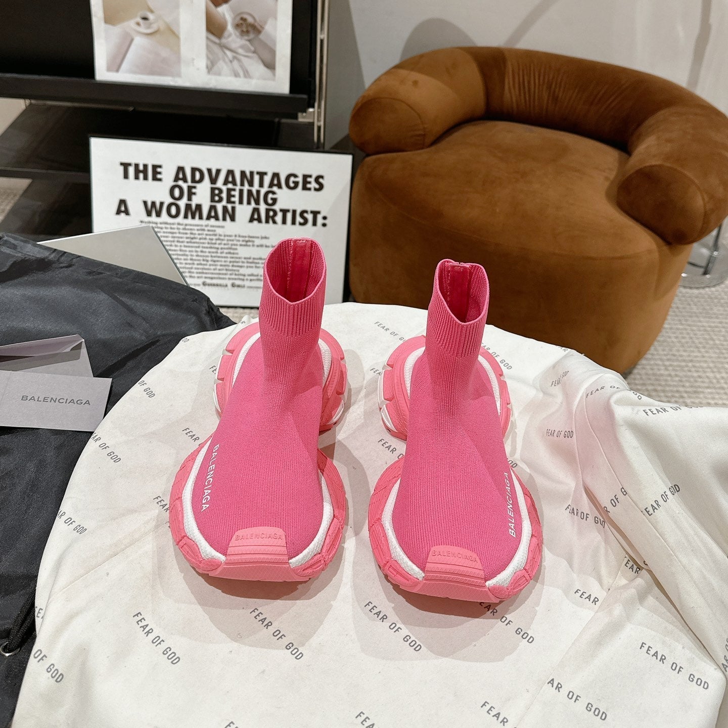 BALENCIAGA 25S SPEED TRAINER SNEAKERS 55 MM IN PINK KNIT - 35