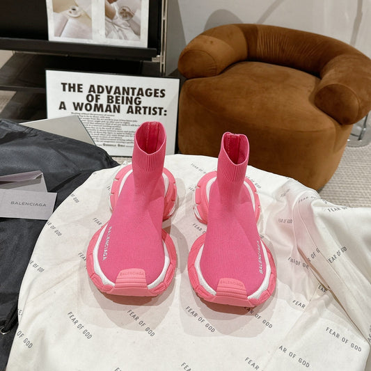 BALENCIAGA 25S SPEED TRAINER SNEAKERS 55 MM IN PINK KNIT - 35
