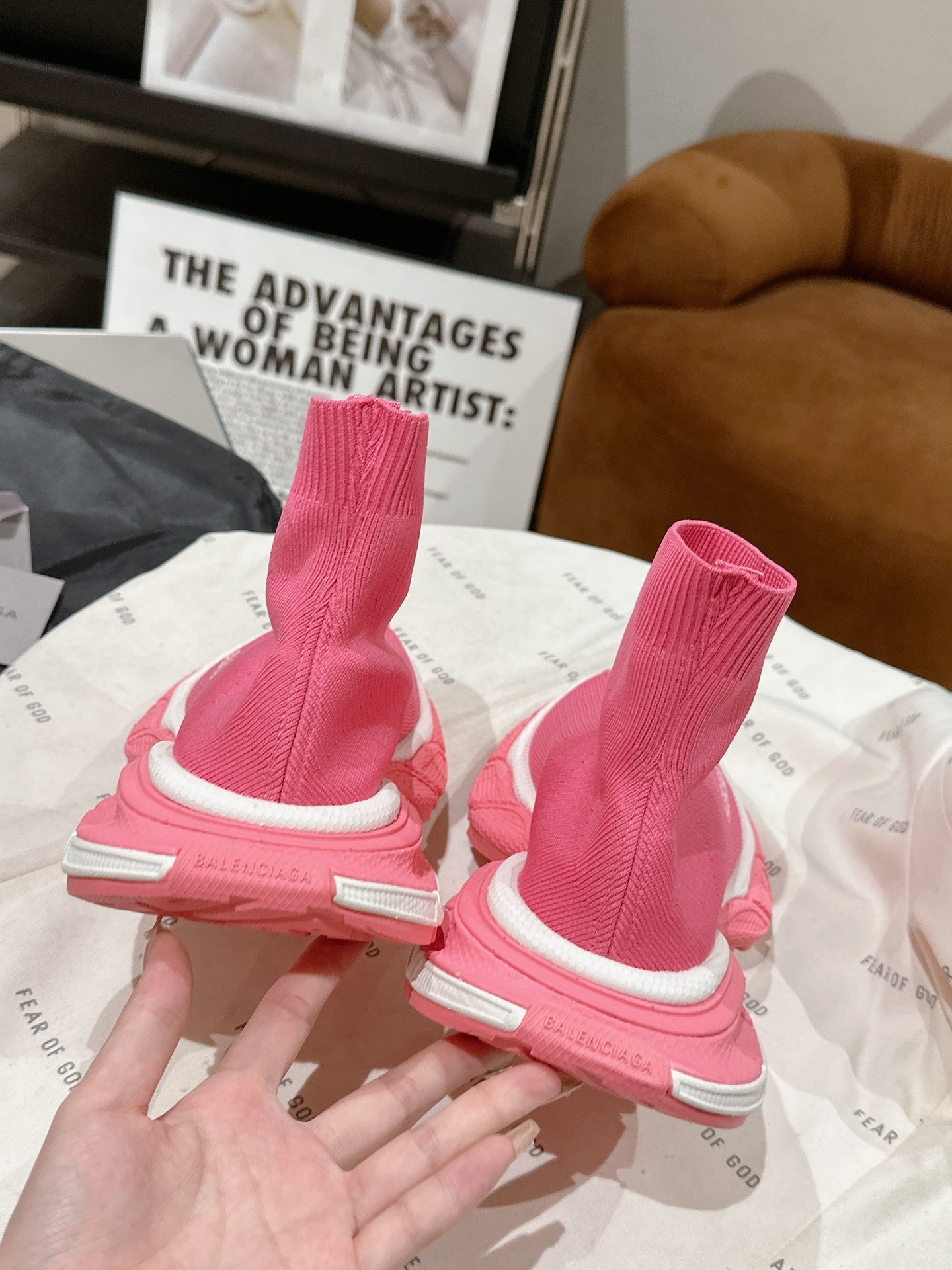 BALENCIAGA 25S SPEED TRAINER SNEAKERS 55 MM IN PINK KNIT - 35