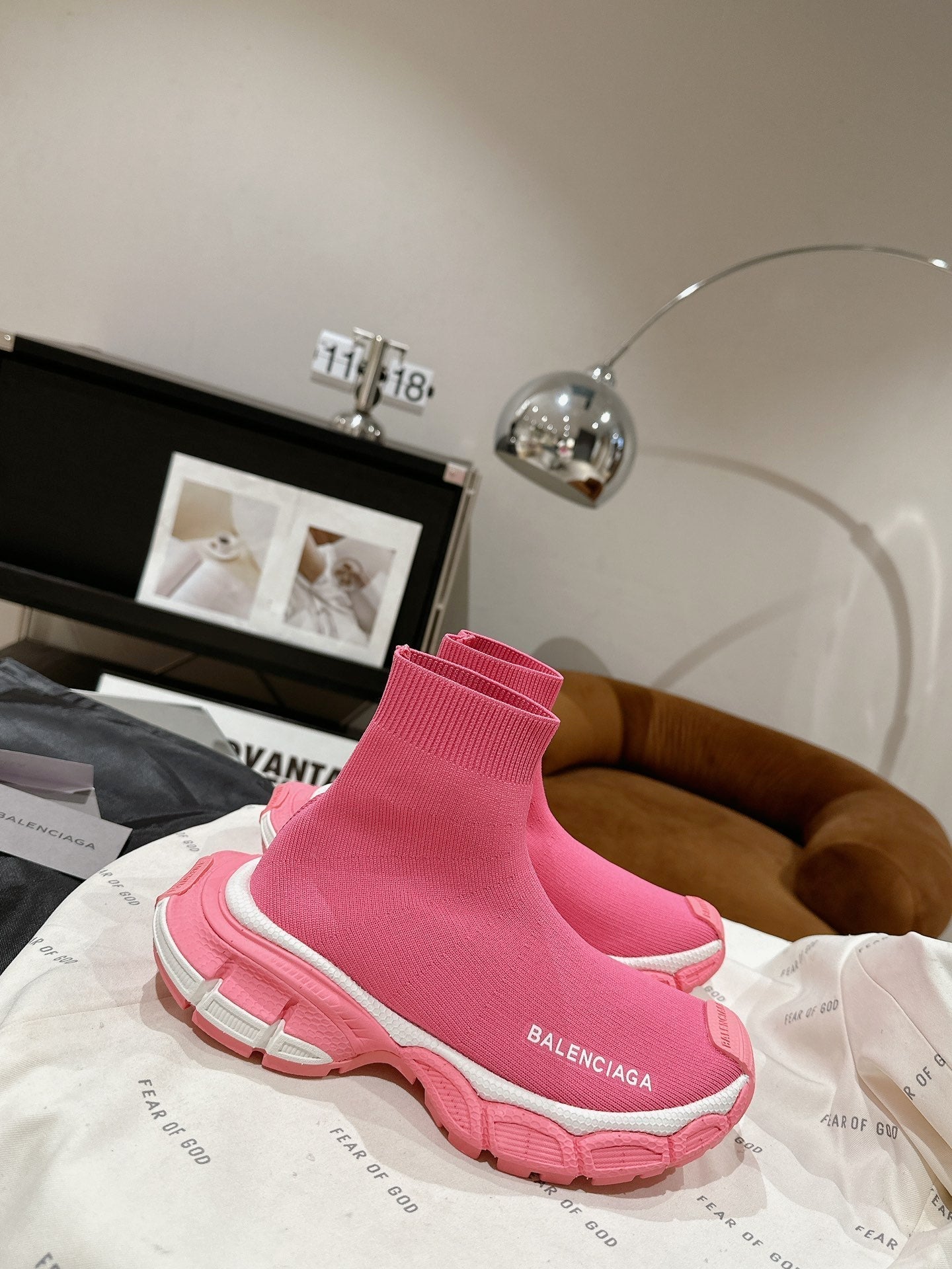 BALENCIAGA 25S SPEED TRAINER SNEAKERS 55 MM IN PINK KNIT - 35