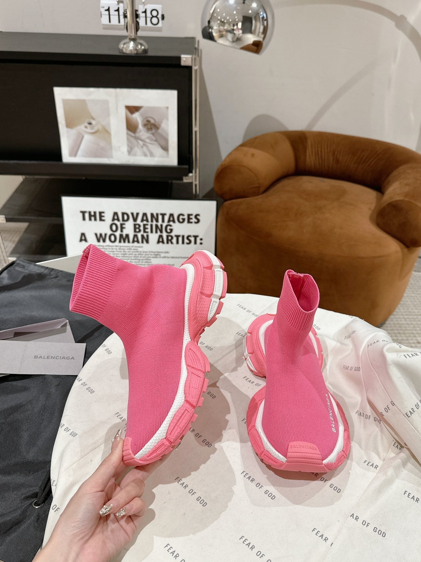 BALENCIAGA 25S SPEED TRAINER SNEAKERS 55 MM IN PINK KNIT - 35