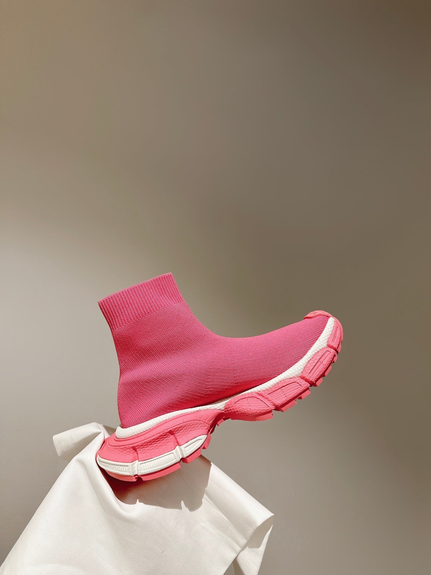 BALENCIAGA 25S SPEED TRAINER SNEAKERS 55 MM IN PINK KNIT - 35