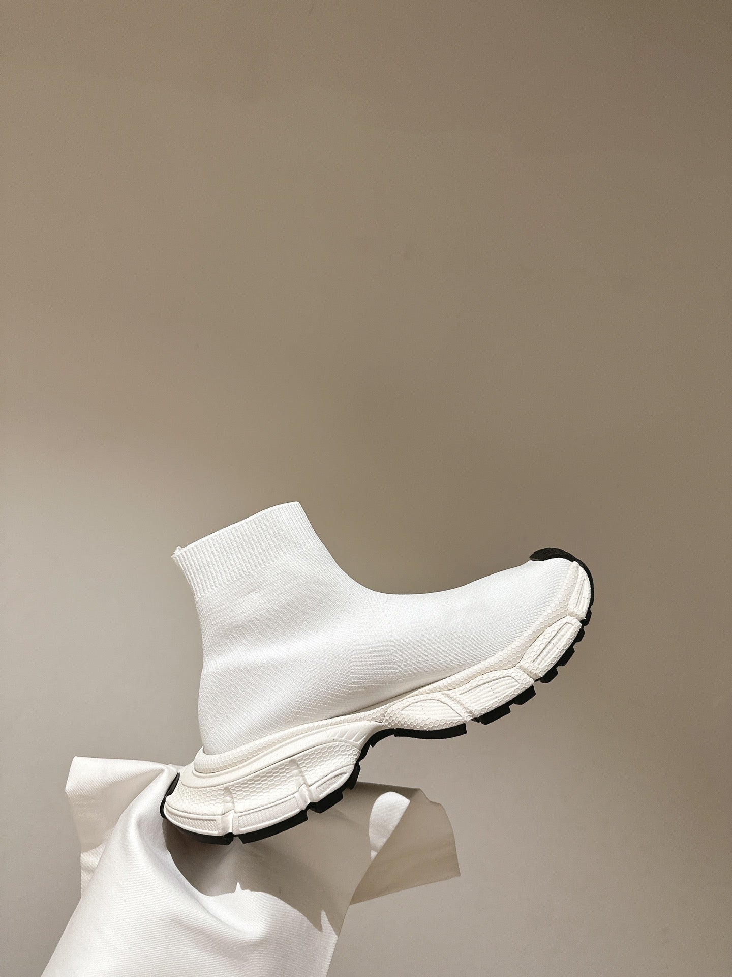 BALENCIAGA 25S SPEED TRAINER SNEAKERS 55 MM IN WHITE KNIT - 35