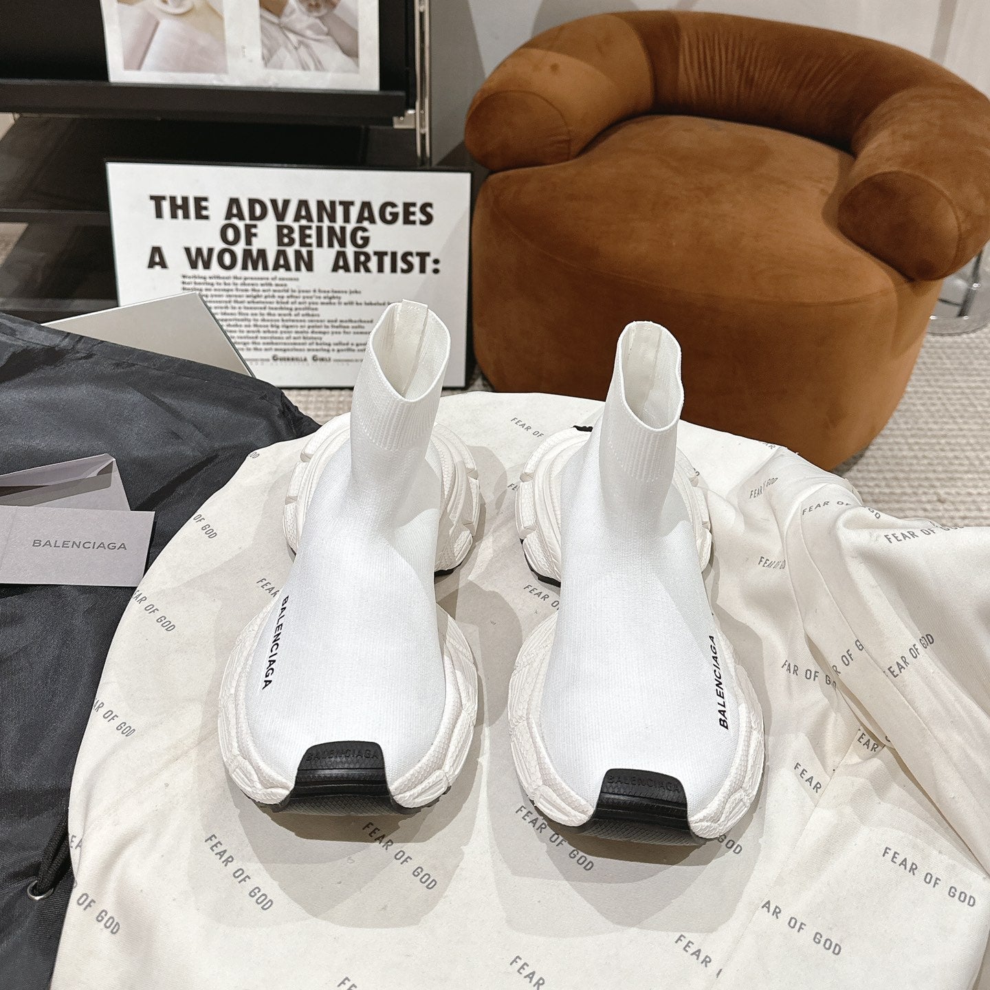 BALENCIAGA 25S SPEED TRAINER SNEAKERS 55 MM IN WHITE KNIT - 35