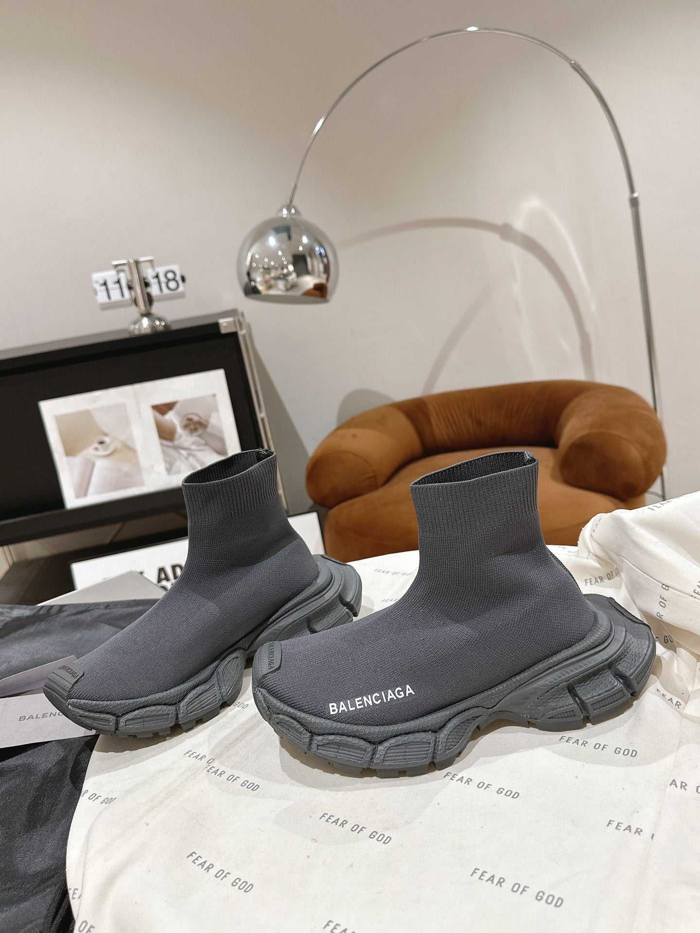 BALENCIAGA 25S SPEED TRAINER SNEAKERS 55 MM IN DARK GREY KNIT - 35