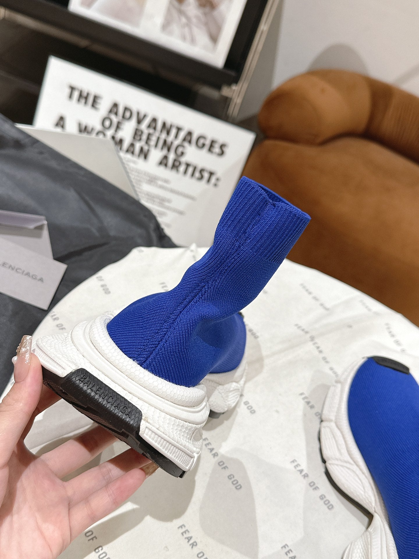 BALENCIAGA 25S SPEED TRAINER SNEAKERS 55 MM IN BLUE KNIT - 35