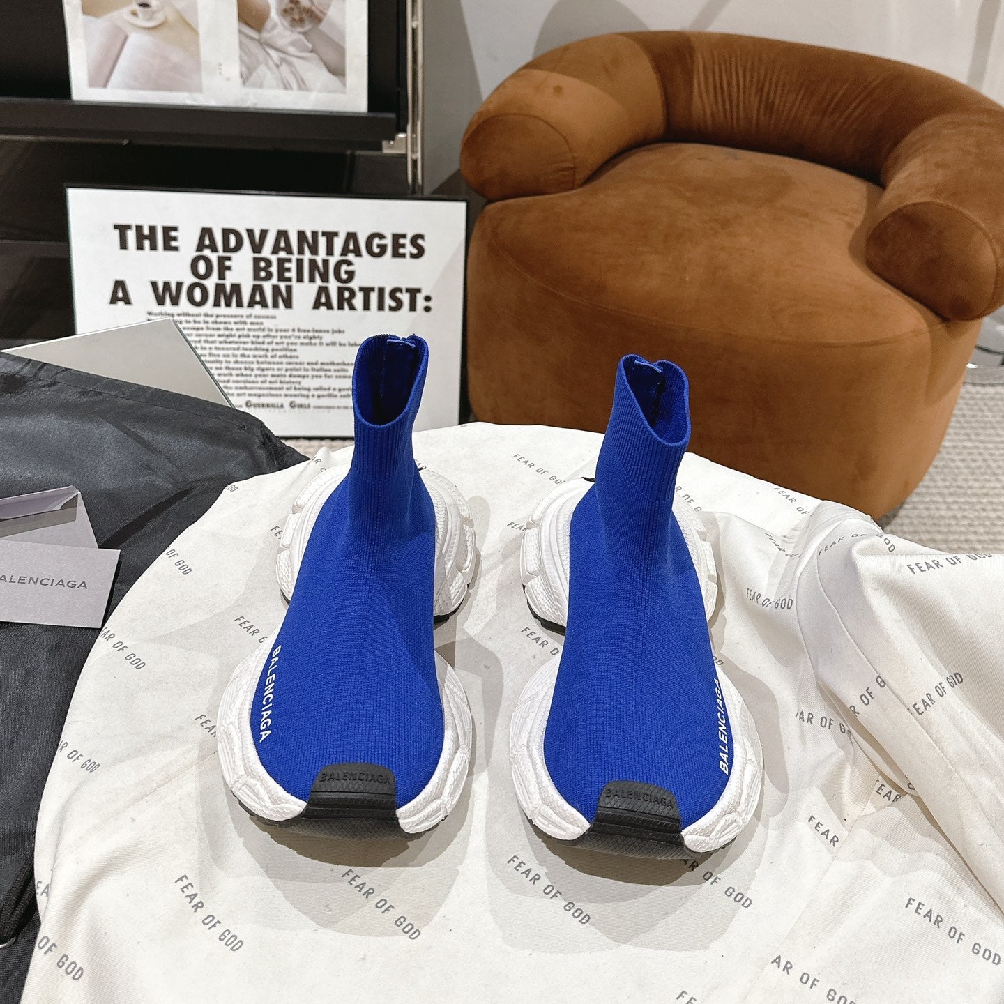 BALENCIAGA 25S SPEED TRAINER SNEAKERS 55 MM IN BLUE KNIT - 35