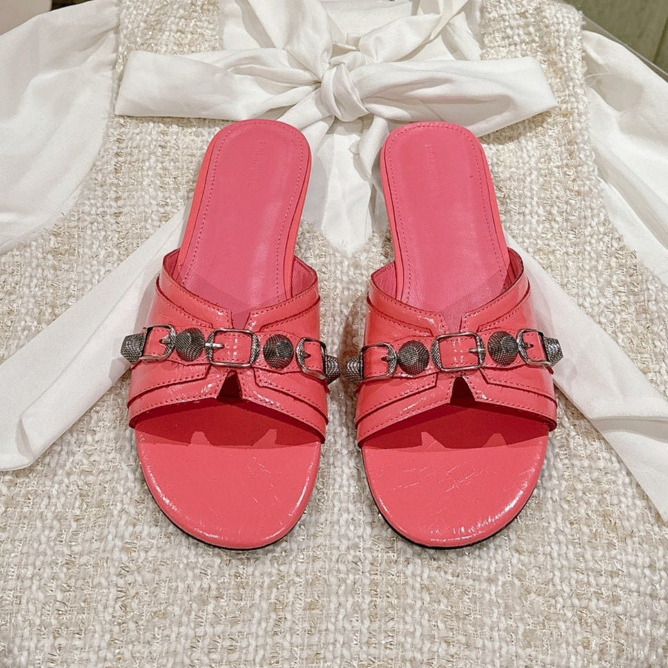 CAGOLE FLAT SANDALS IN ROMAN PINK WAX-OIL SHEEPSKIN - 34