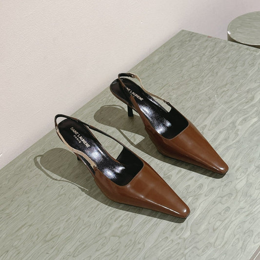 BLAKE SLINGBACK PUMPS 80 IN BROWN PATENT LEATHER - 35