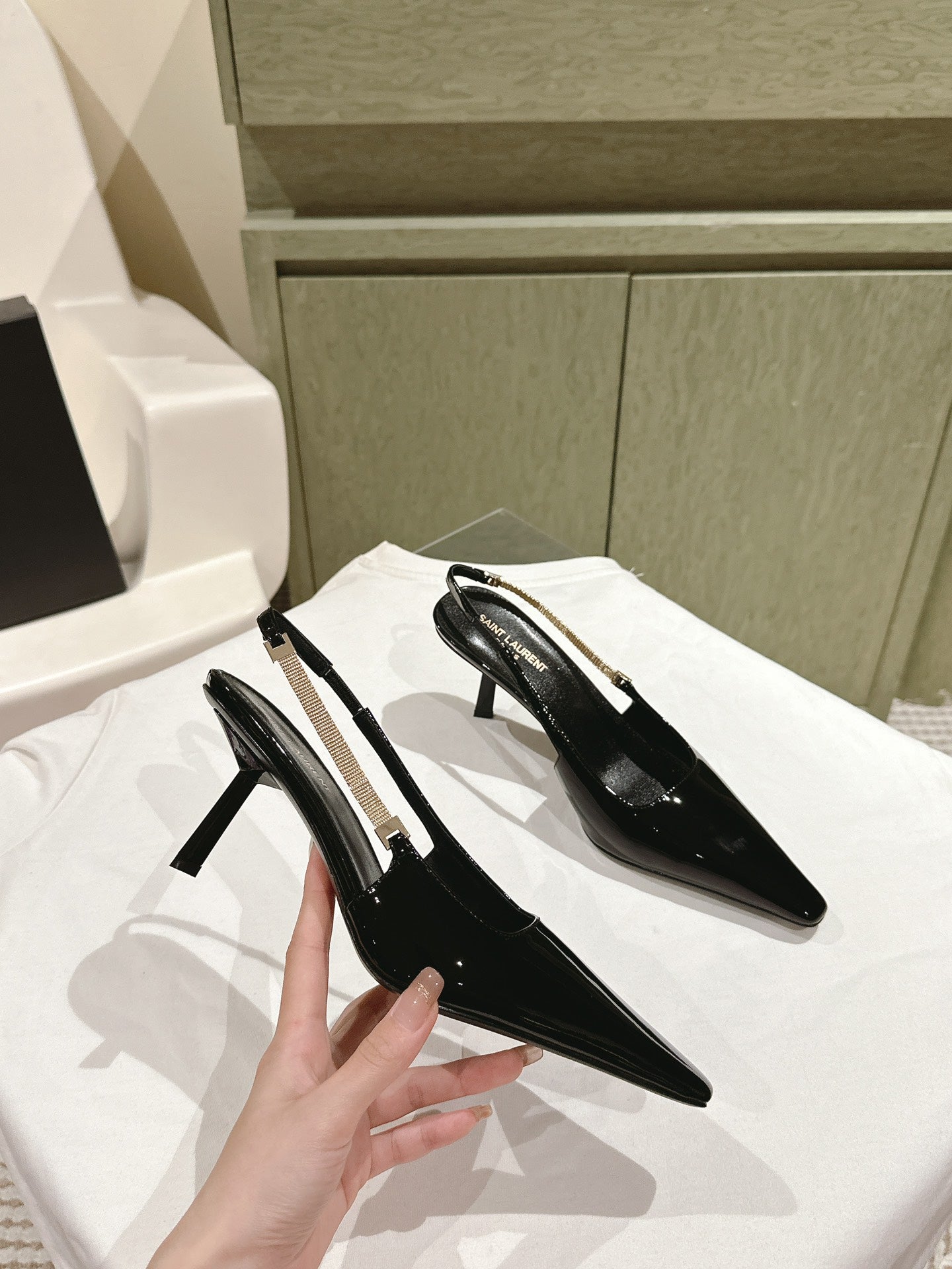 BLAKE SLINGBACK PUMPS 80 IN BLACK PATENT LEATHER - 35