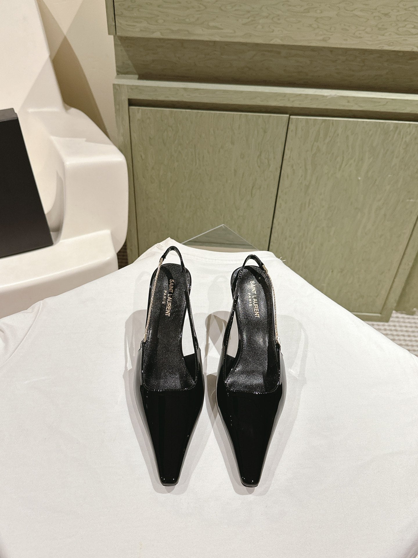 BLAKE SLINGBACK PUMPS 80 IN BLACK PATENT LEATHER - 35