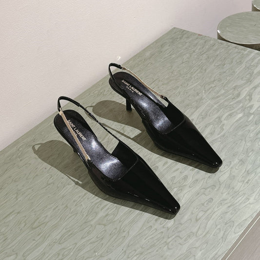 BLAKE SLINGBACK PUMPS 80 IN BLACK PATENT LEATHER - 35