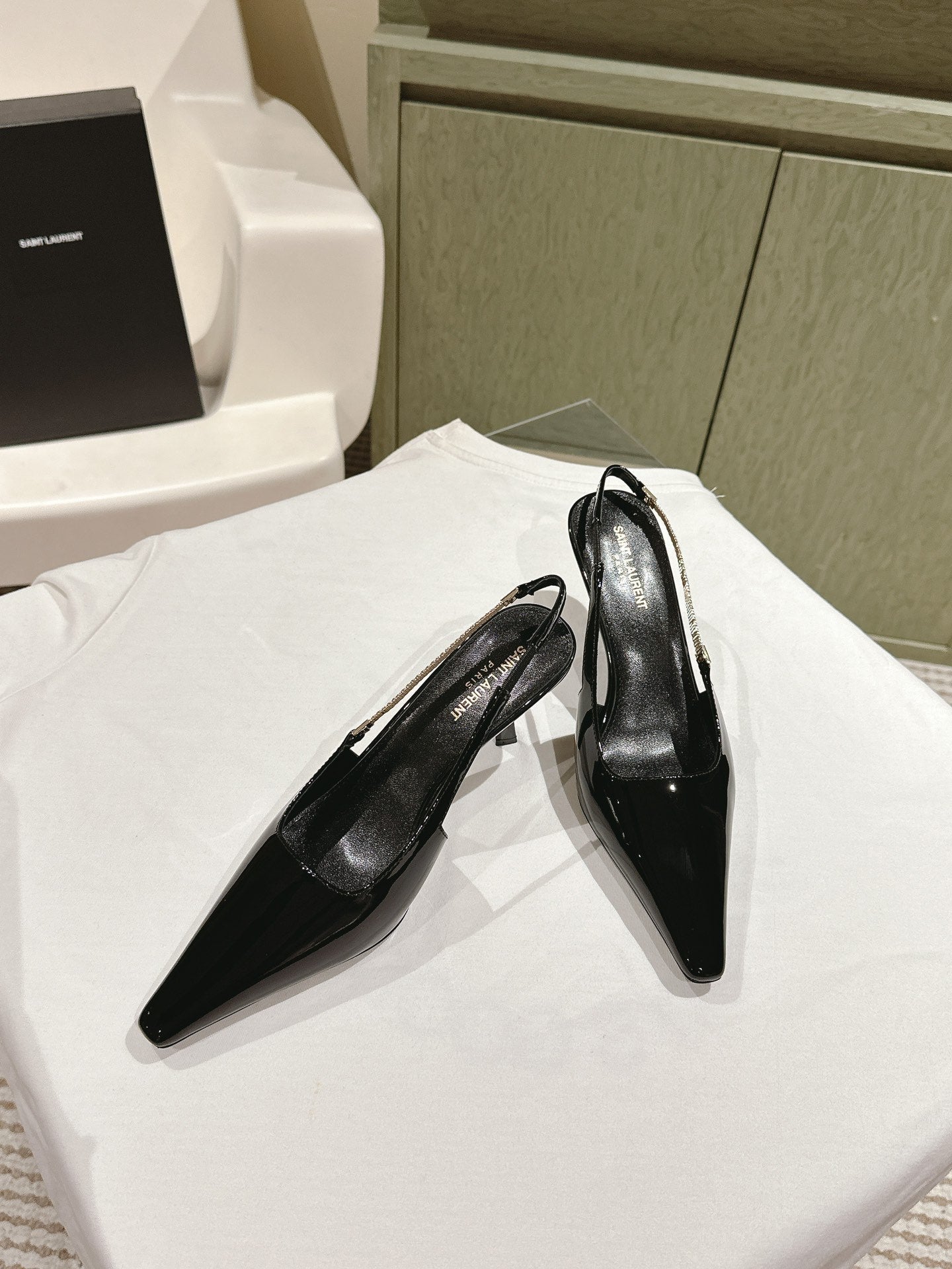 BLAKE SLINGBACK PUMPS 80 IN BLACK PATENT LEATHER - 35