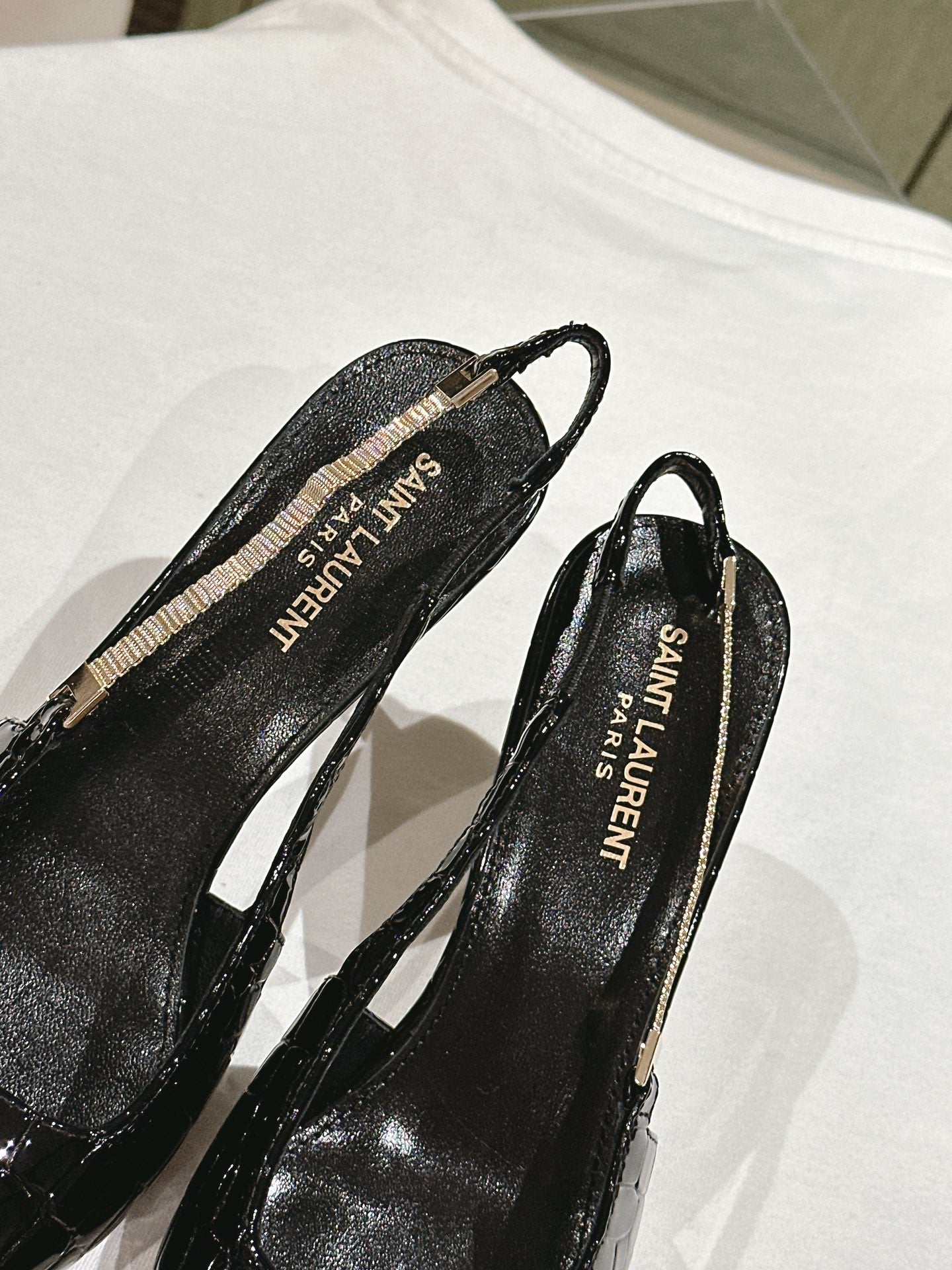 BLAKE SLINGBACK PUMPS 80 IN BLACK CROCODILE-EMBOSSED LEATHER - 35