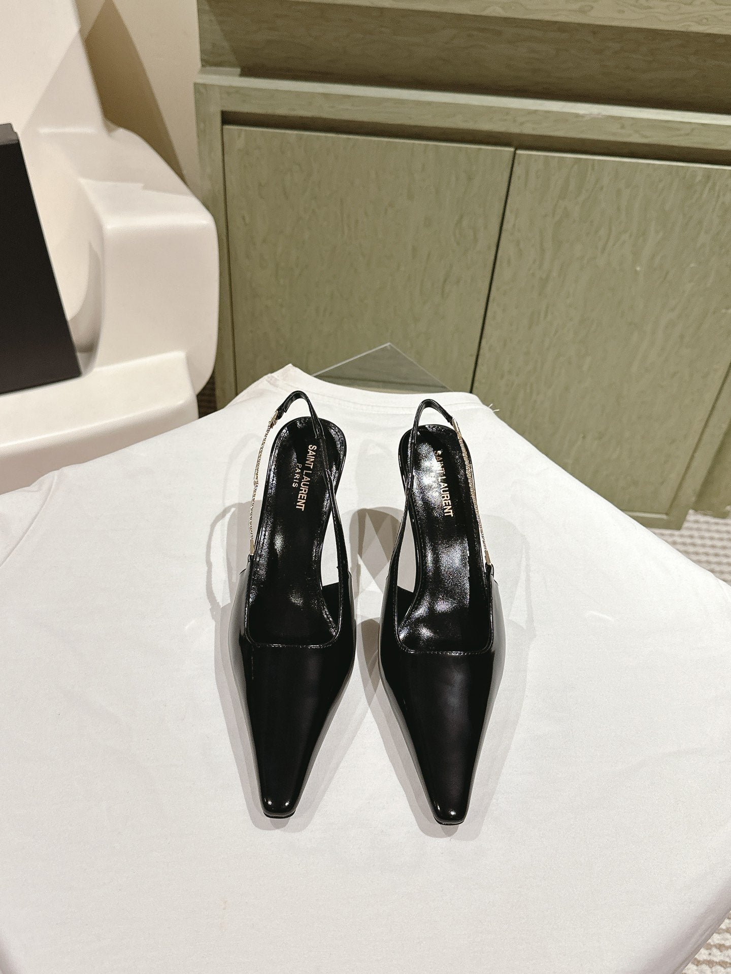 BLAKE SLINGBACK PUMPS 80 IN BLACK LEATHER - 35