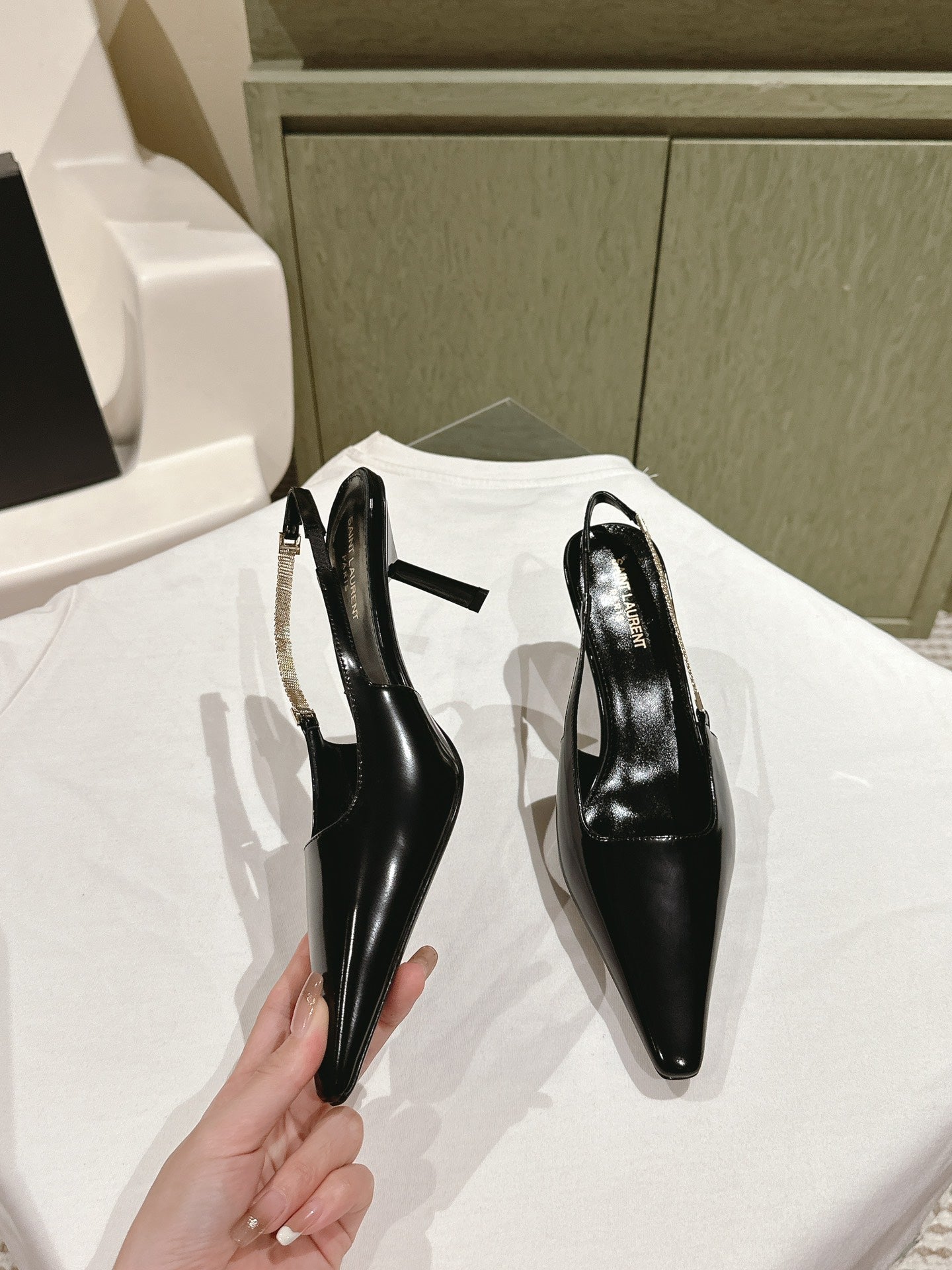 BLAKE SLINGBACK PUMPS 80 IN BLACK LEATHER - 35