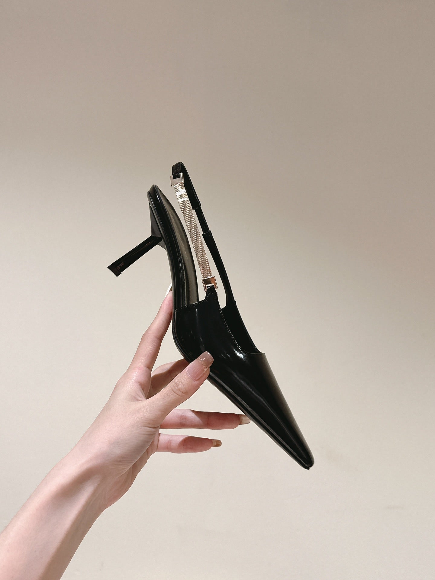 BLAKE SLINGBACK PUMPS 80 IN BLACK LEATHER - 35