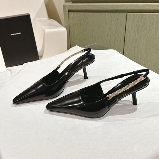 BLAKE SLINGBACK PUMPS 80 IN BLACK LEATHER - 35