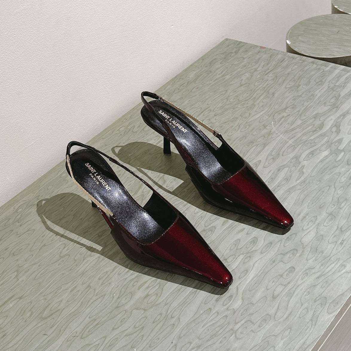 BLAKE SLINGBACK PUMPS 80 IN WINE PATENT LEATHER - 35