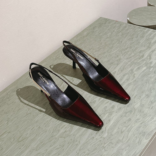 BLAKE SLINGBACK PUMPS 80 IN WINE PATENT LEATHER - 35