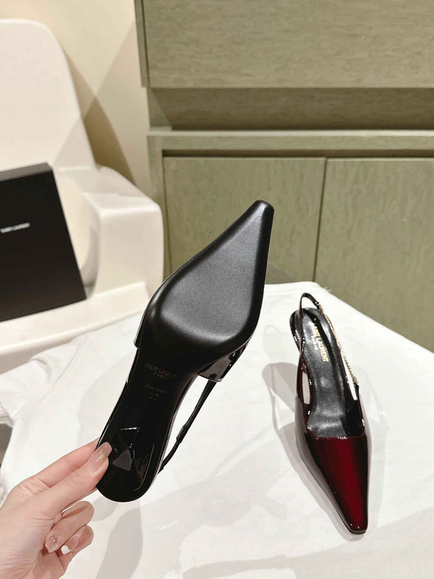 BLAKE SLINGBACK PUMPS 80 IN WINE PATENT LEATHER - 35