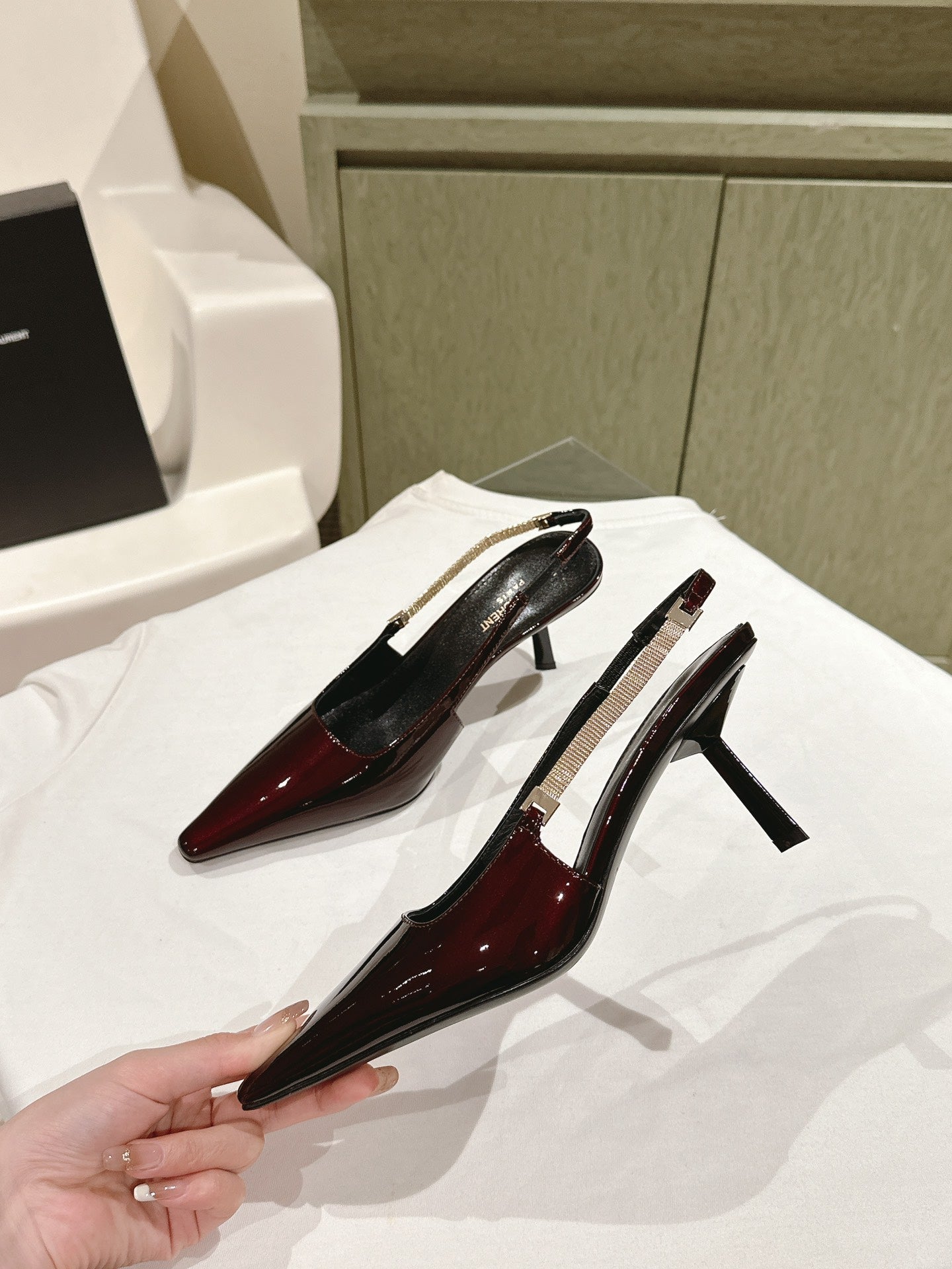 BLAKE SLINGBACK PUMPS 80 IN WINE PATENT LEATHER - 35
