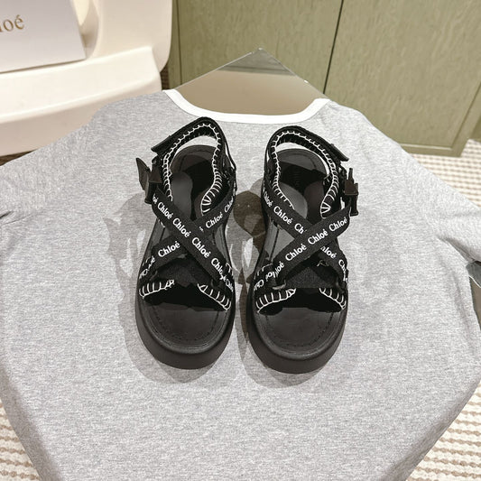 БОСОНІЖКИ CHLOÉ 26S З ЧОРНОЇ ОВЧИНИ ТА ПОЛОТНА