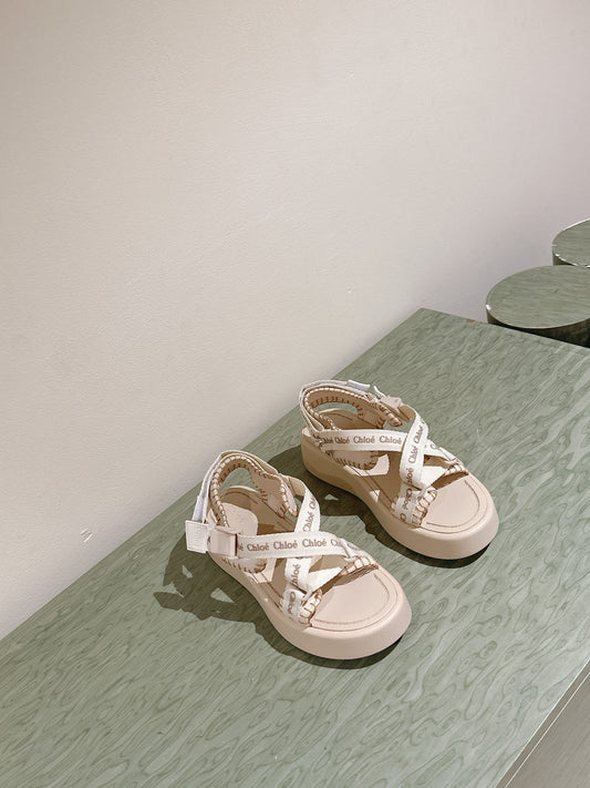 БОСОНІЖКИ CHLOÉ 26S З БЕЖЕВОЇ ШКІРИ ЯГНЯТИ ТА ПОЛОТНА