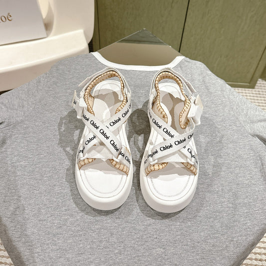 БОСОНІЖКИ CHLOÉ 26S З БІЛОЇ ОВЕЧОЇ ШКІРИ ТА ПОЛОТНА