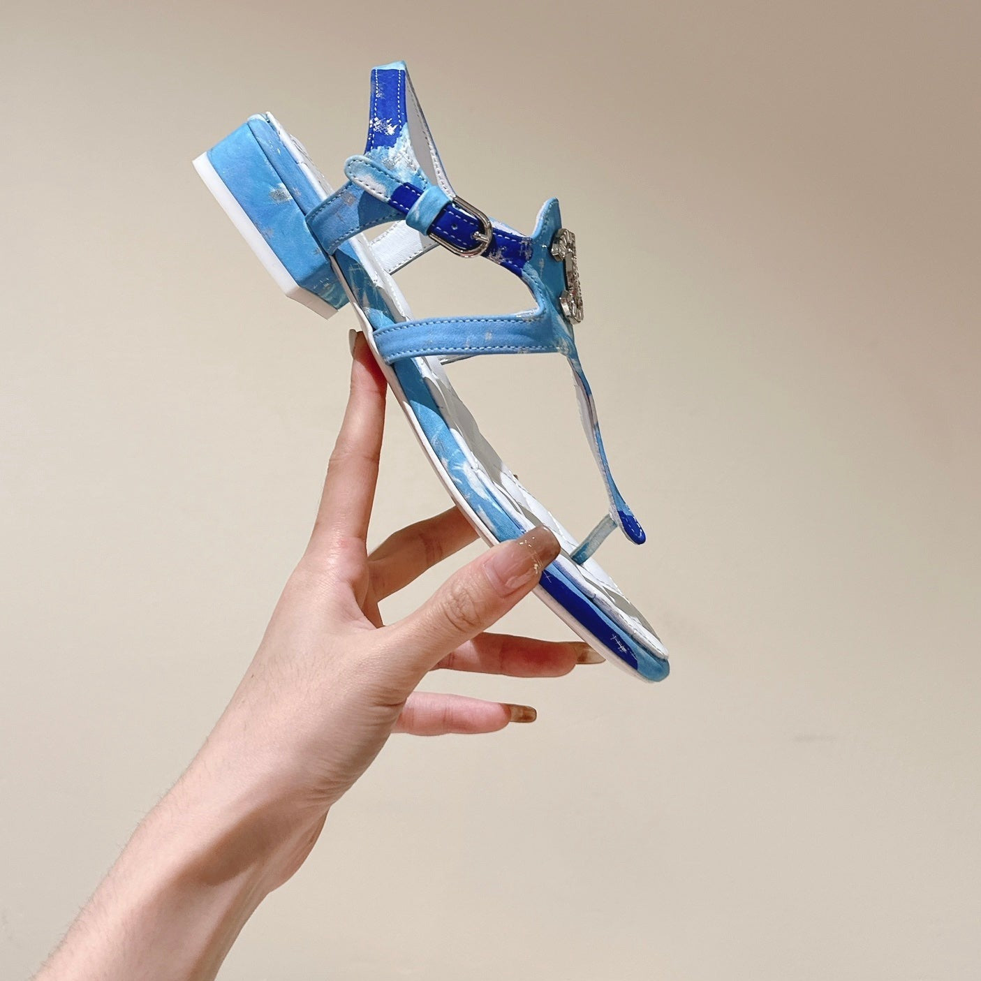 Chanel Velvet sandal blue - 35