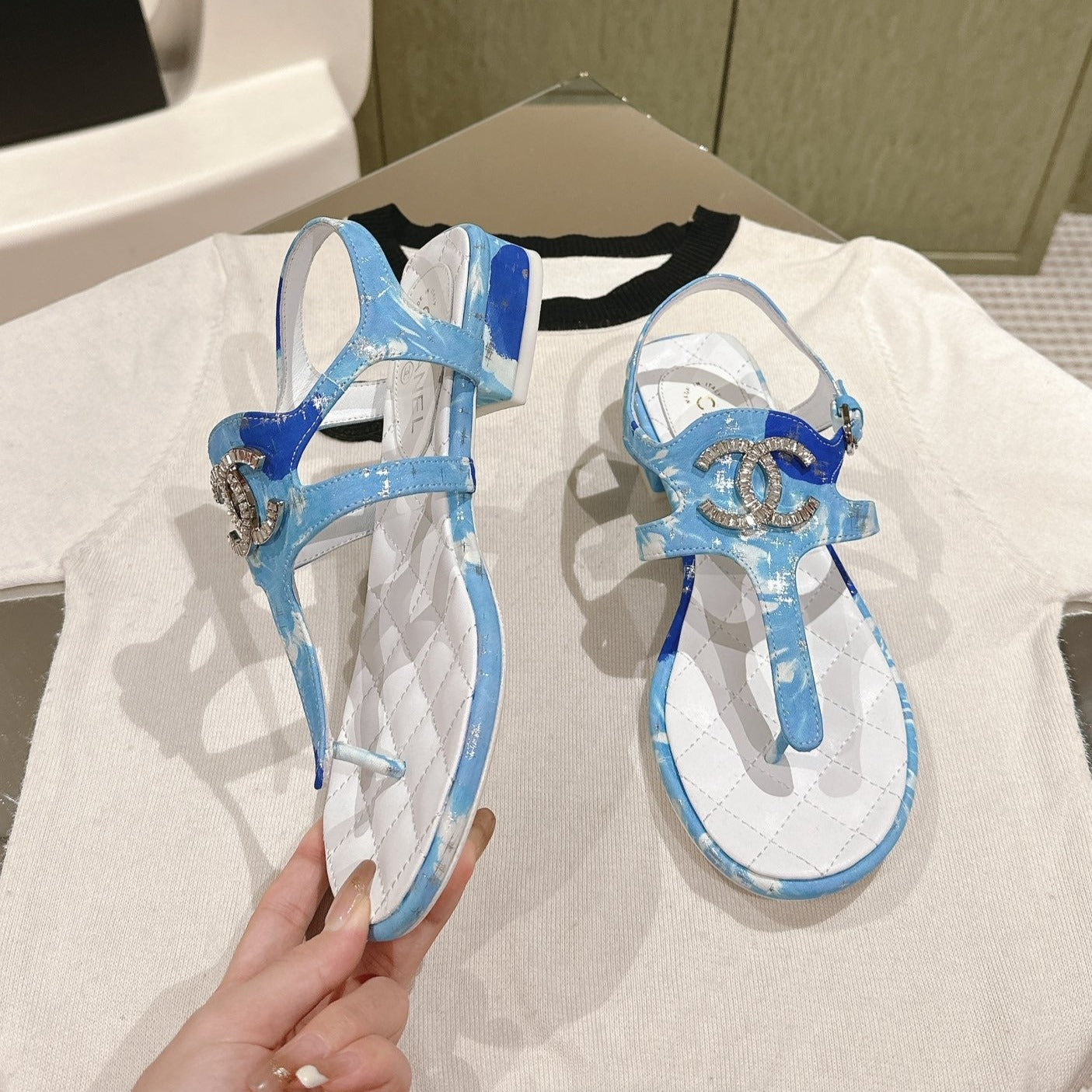Chanel Velvet sandal blue - 35