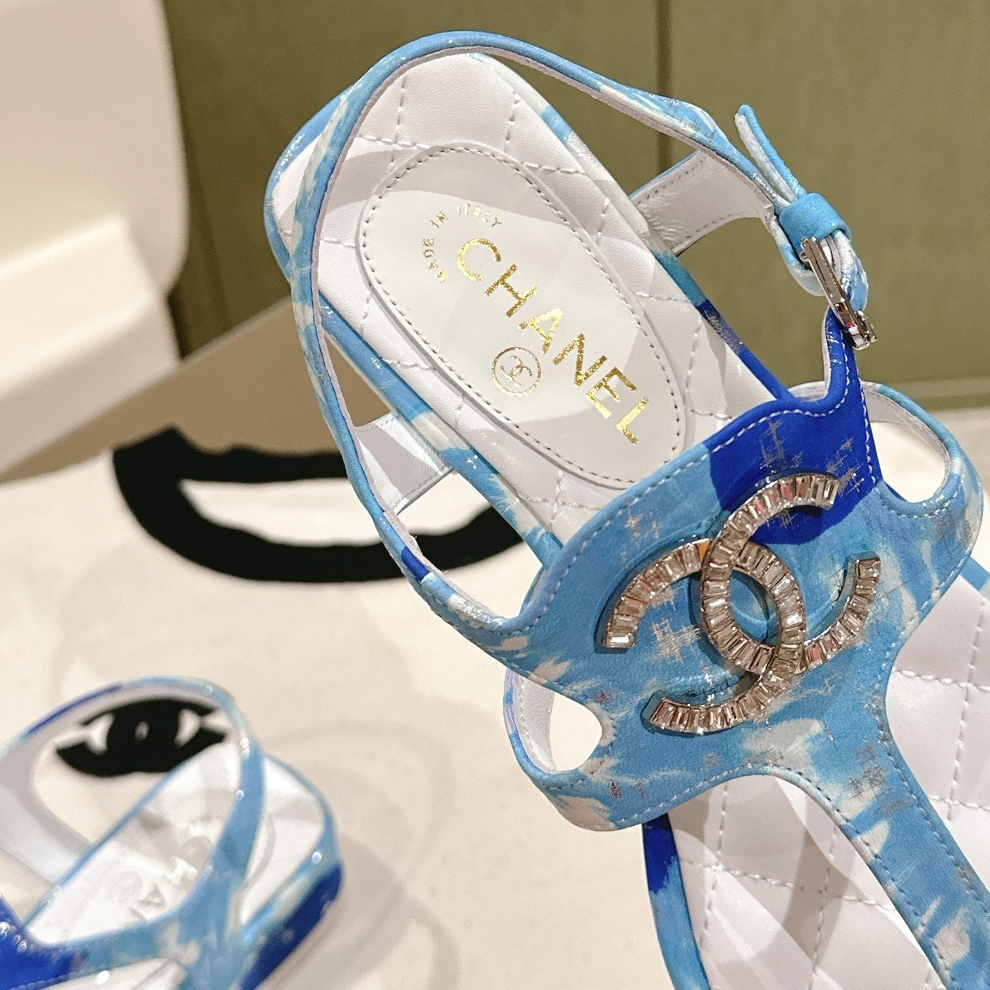 Chanel Velvet sandal blue - 35
