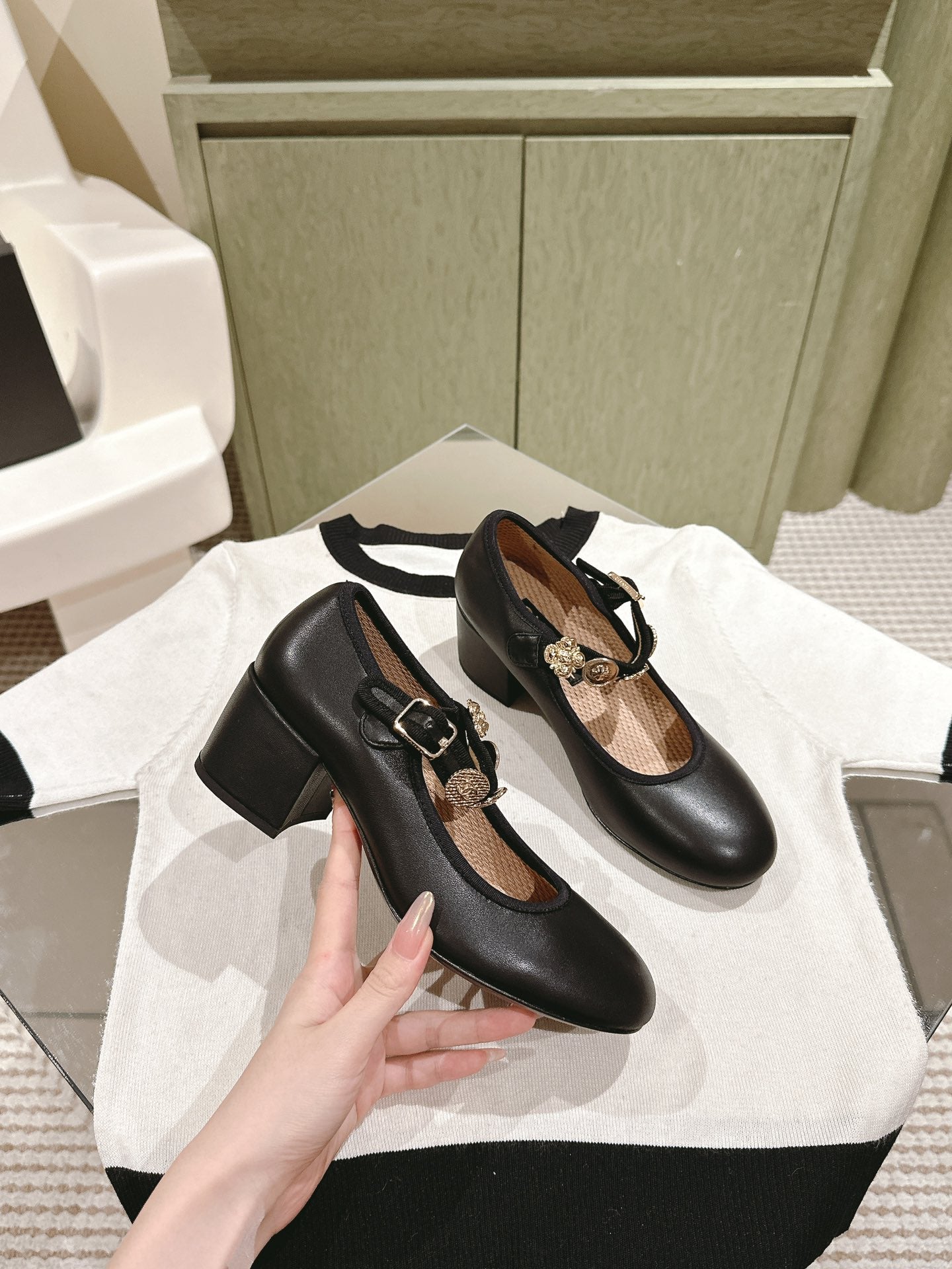 CC HIGH MARY JANE BLACK LAMBSKIN - 35