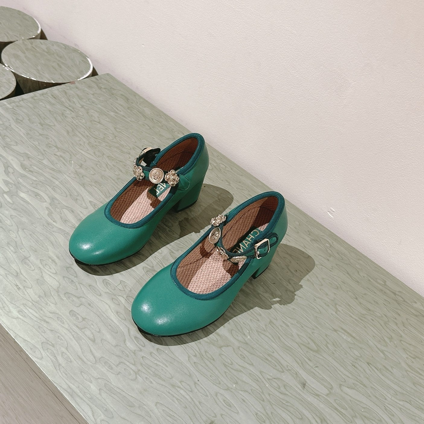 CC HIGH MARY JANE SEA GREEN LAMBSKIN - 35