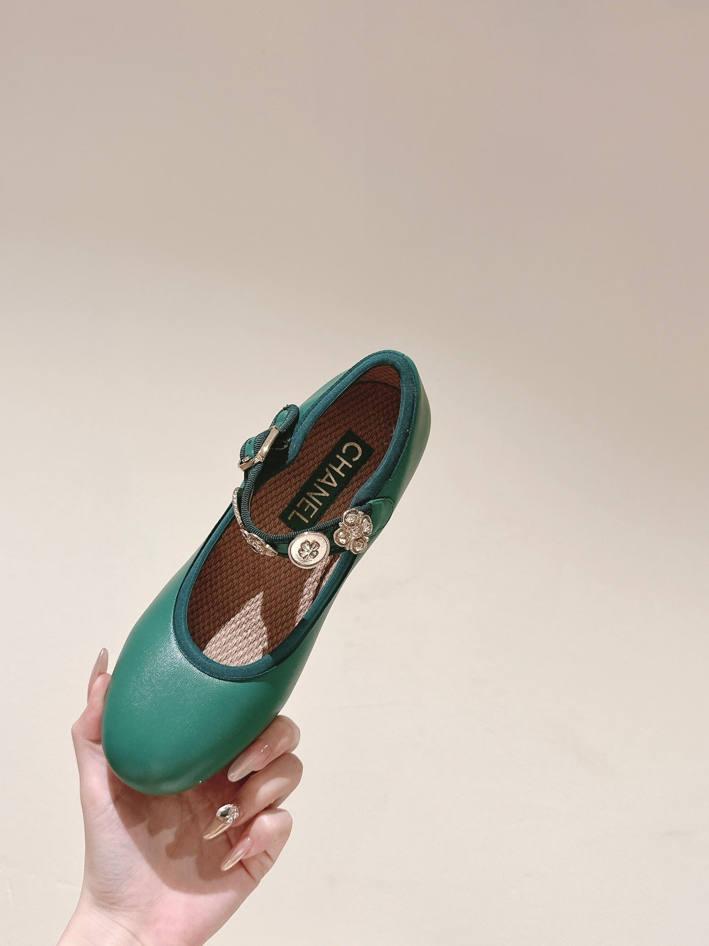 CC HIGH MARY JANE SEA GREEN LAMBSKIN - 35