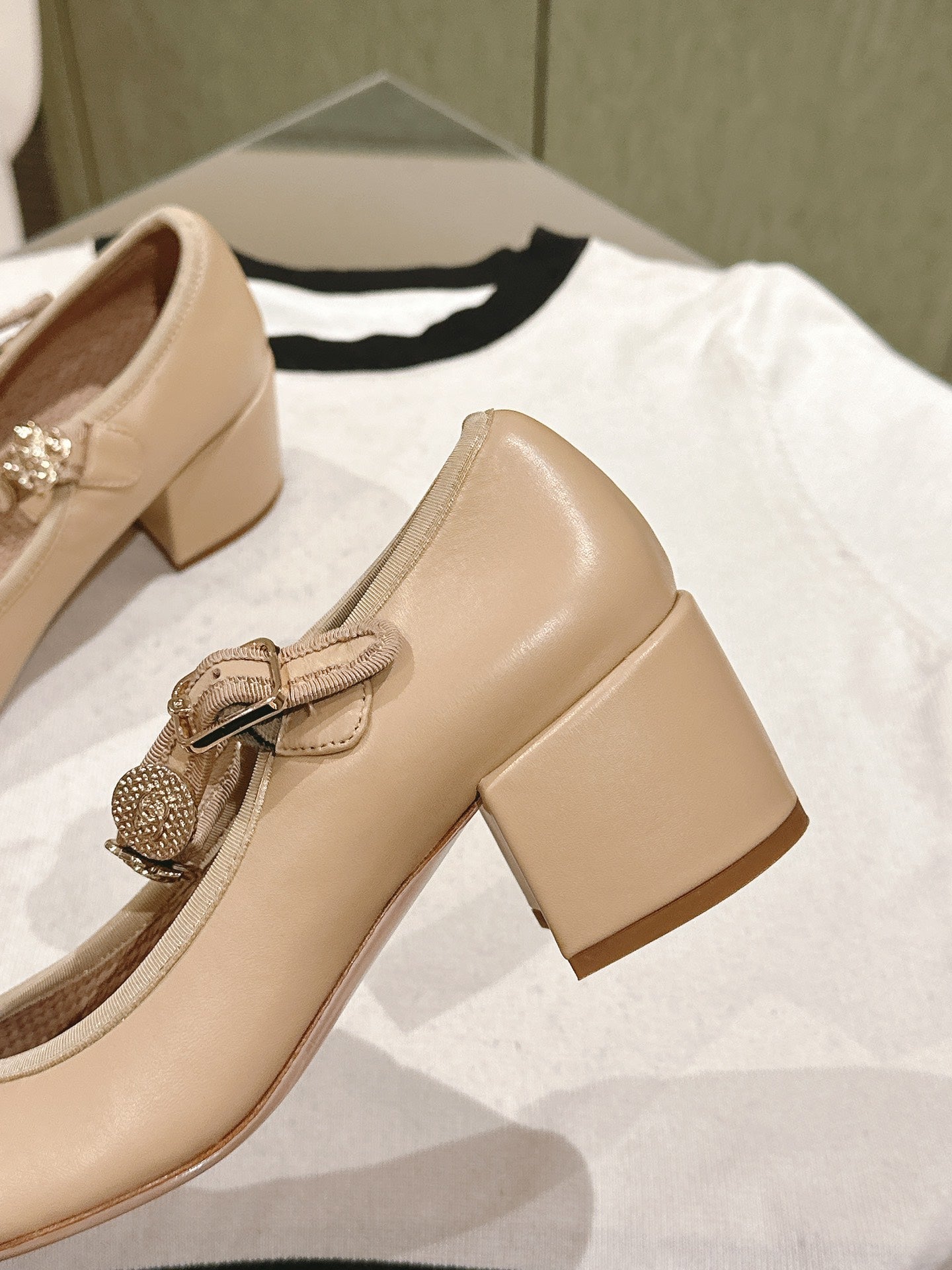 CC HIGH MARY JANE ALMOND BEIGE LAMBSKIN - 35