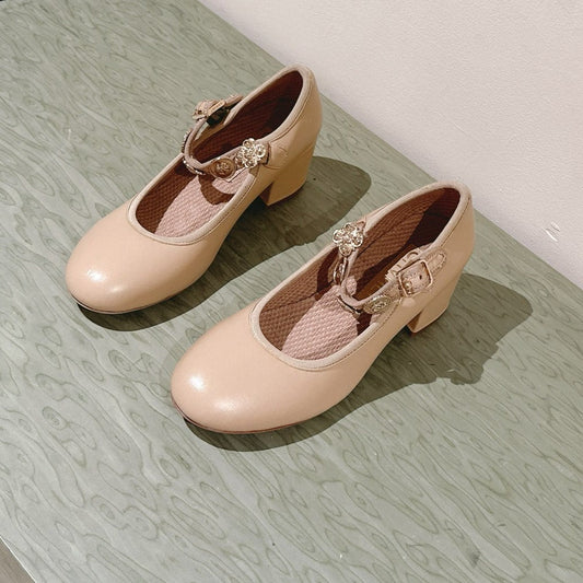 CC HIGH MARY JANE ALMOND BEIGE LAMBSKIN - 35