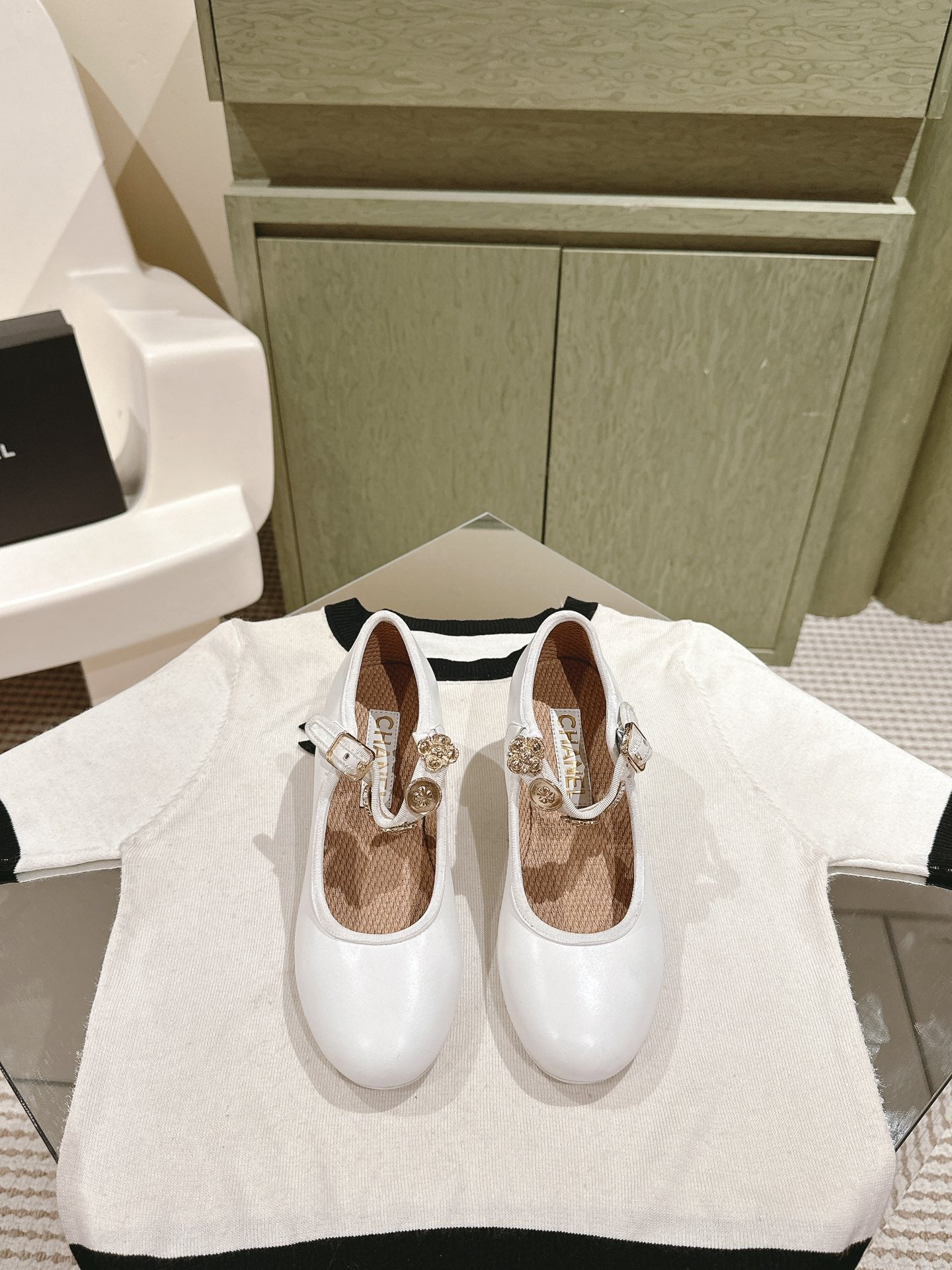 CC HIGH MARY JANE WHITE LAMBSKIN - 35