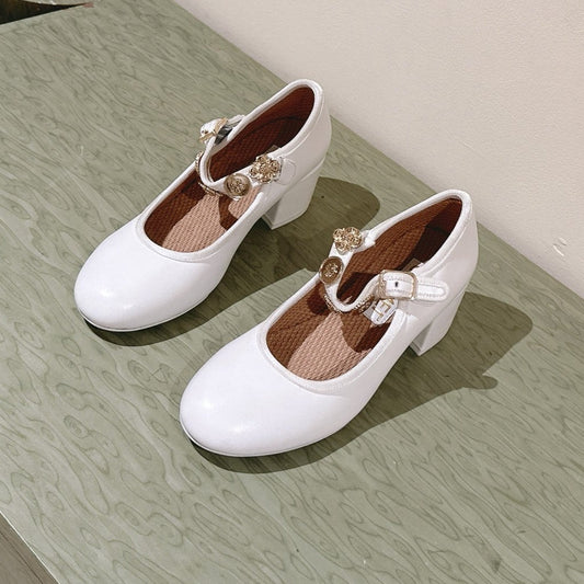 CC HIGH MARY JANE WHITE LAMBSKIN - 35