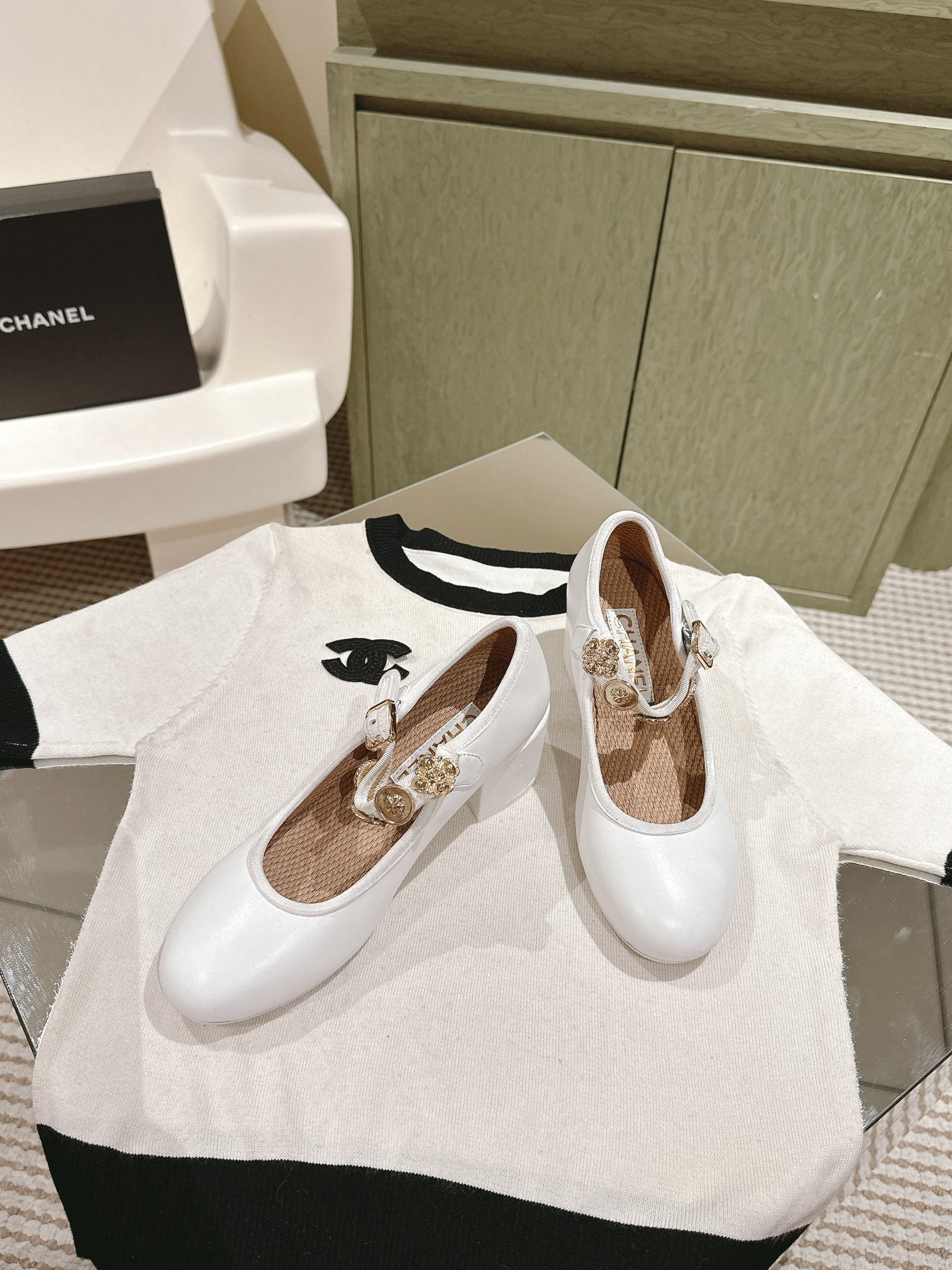 CC HIGH MARY JANE WHITE LAMBSKIN - 35