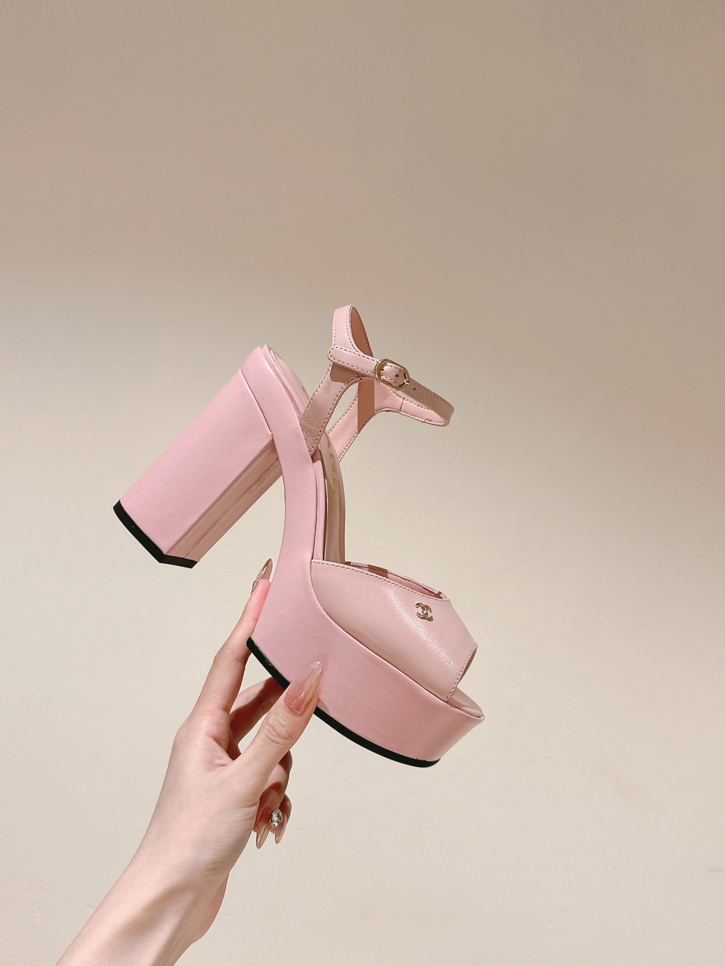 CC HIGH SANDAL LIGHT PINK CALFSKIN - 35