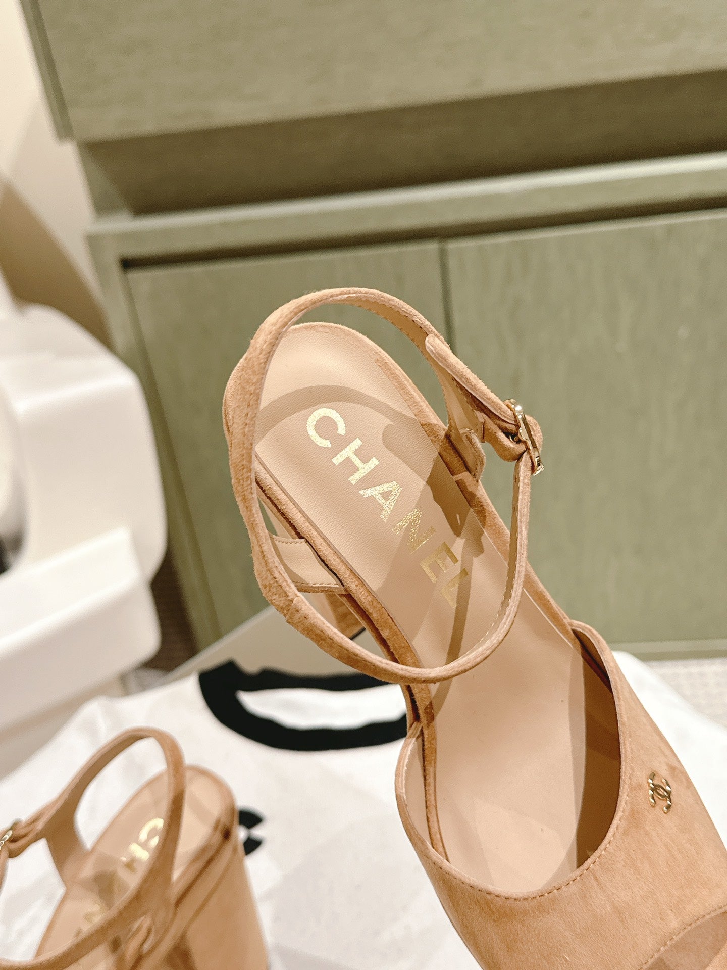 CC HIGH SANDAL PEACH PINK SUEDE CALFSKIN - 35