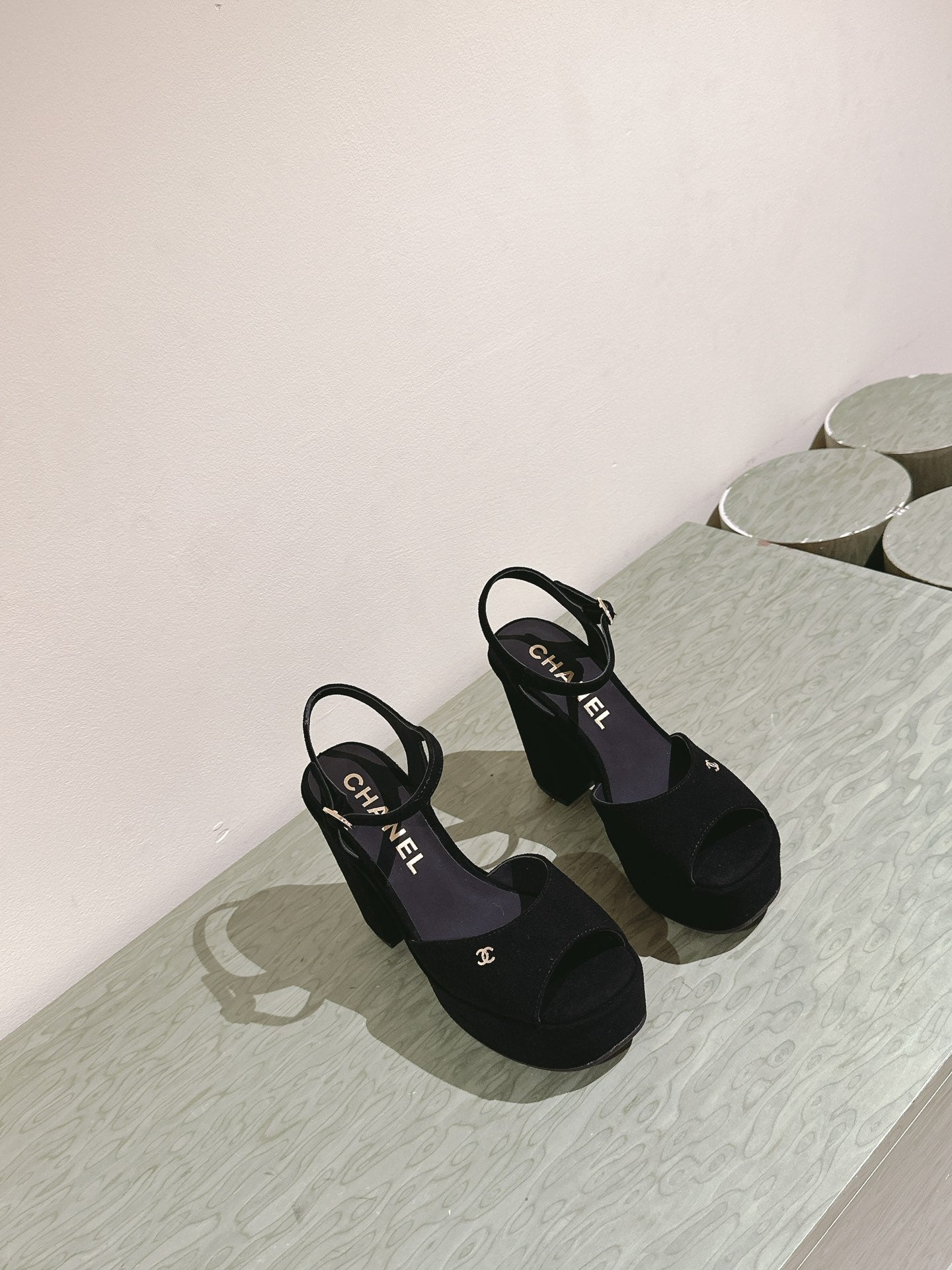 CC HIGH SANDAL BLACK SUEDE CALFSKIN - 35